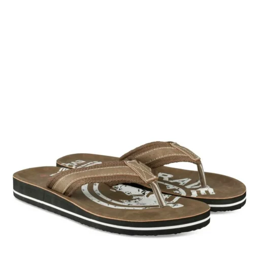 Tongs MARRON Homme Motif Uni A Enfiler
