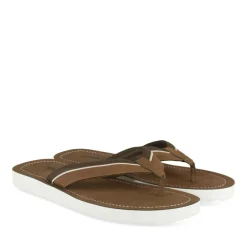 Tongs MARRON Homme Motif Uni A Enfiler