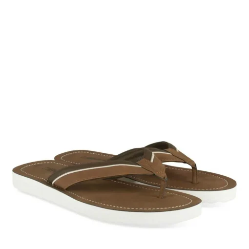 Tongs MARRON Homme Motif Uni A Enfiler