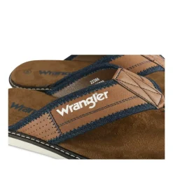 Tongs MARRON Homme Motif Uni A Enfiler