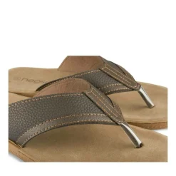 Tongs MARRON Homme Motif Uni A Enfiler