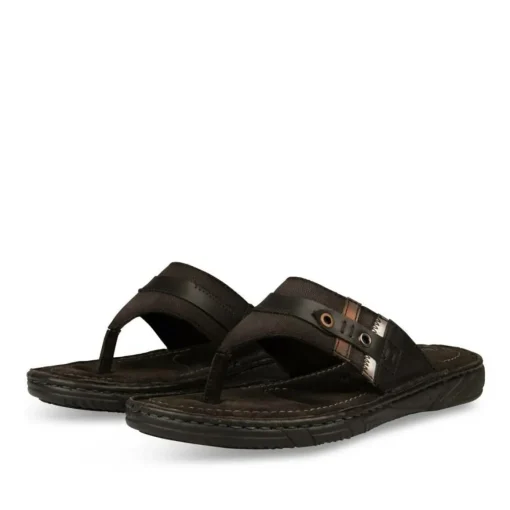 Tongs NOIR Homme CUIR