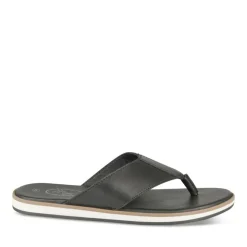 Tongs NOIR Homme CUIR Motif Uni A Enfiler