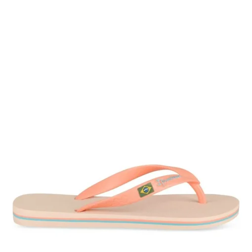 Tongs ORANGE Femme Motif Uni A Enfiler