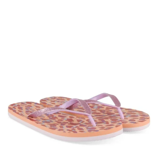 Tongs ORANGE Femme Motif Uni A Enfiler