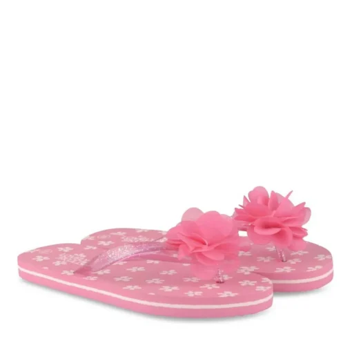 Tongs Plage FUSCHIA Fille Motif Fleuri A Enfiler