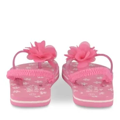 Tongs Plage FUSCHIA Fille Motif Fleuri Elastique