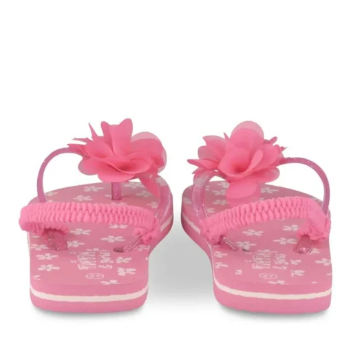 Tongs Plage FUSCHIA Fille Motif Fleuri Elastique