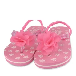 Tongs Plage FUSCHIA Fille Motif Fleuri Elastique