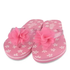 Tongs Plage FUSCHIA Fille Motif Fleuri A Enfiler