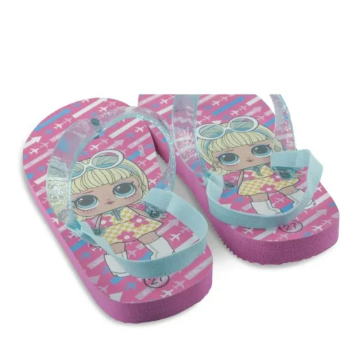 Tongs Plage FUSCHIA Fille Motif Uni Elastique