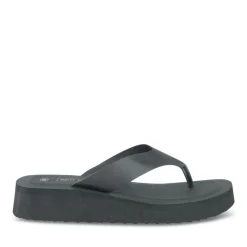 Tongs Plage NOIR Femme Motif Uni A Enfiler
