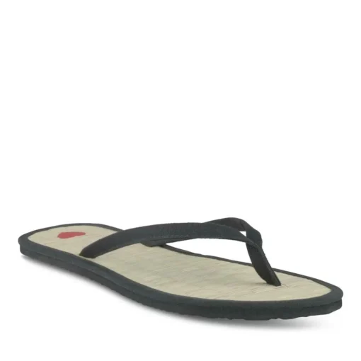 Tongs Plage NOIR Femme Motif Uni A Enfiler