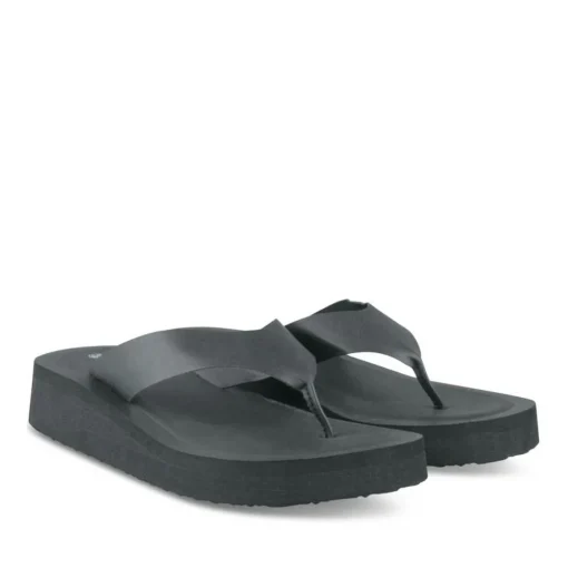 Tongs Plage NOIR Femme Motif Uni A Enfiler