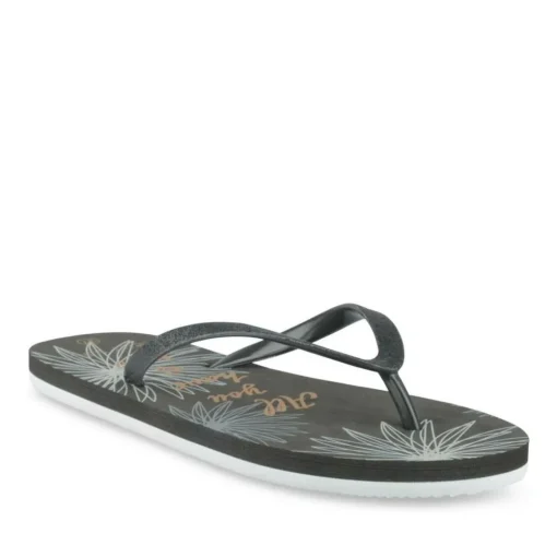 Tongs Plage NOIR Femme Motif Uni A Enfiler