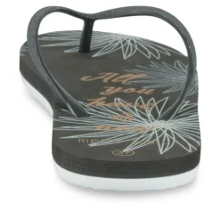 Tongs Plage NOIR Femme Motif Uni A Enfiler