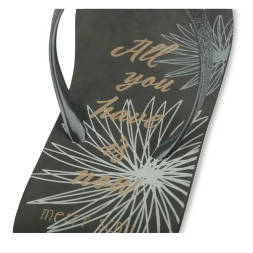 Tongs Plage NOIR Femme Motif Uni A Enfiler