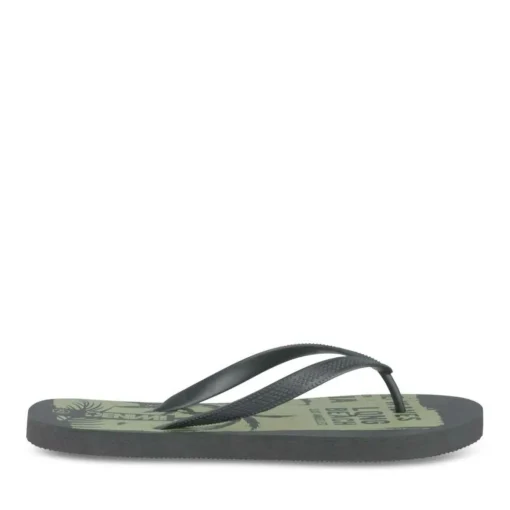 Tongs Plage NOIR Homme Motif Tropical A Enfiler