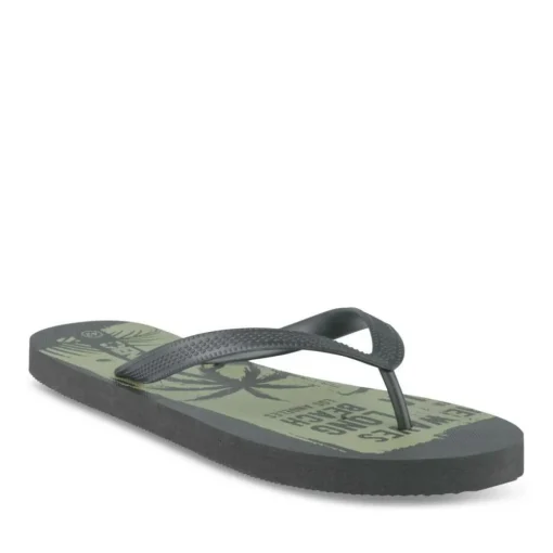Tongs Plage NOIR Homme Motif Tropical A Enfiler