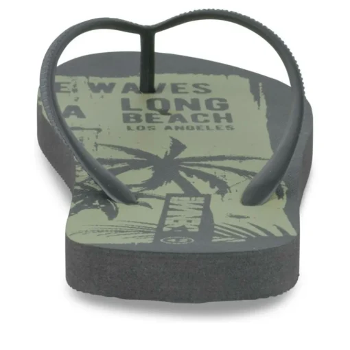 Tongs Plage NOIR Homme Motif Tropical A Enfiler