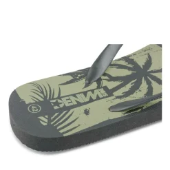 Tongs Plage NOIR Homme Motif Tropical A Enfiler