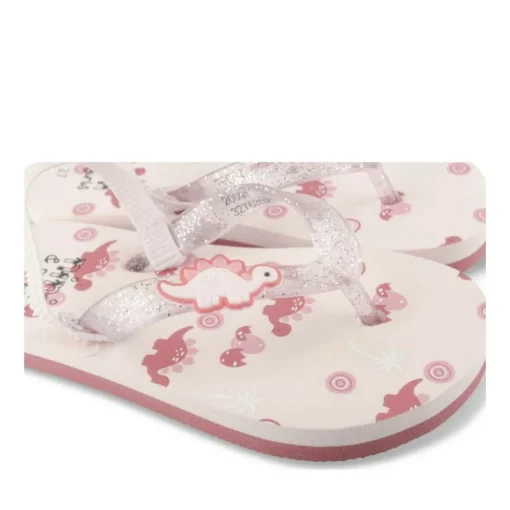 Tongs Plage ROSE Fille Motif Dinosaure Elastique