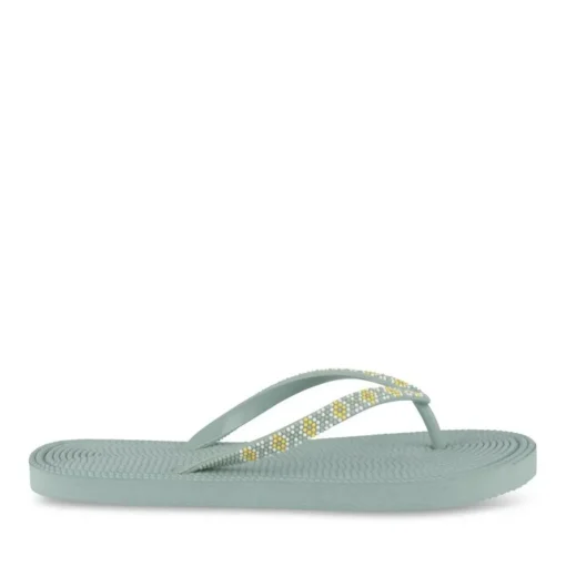 Tongs Plage VERT Femme Motif Uni A Enfiler