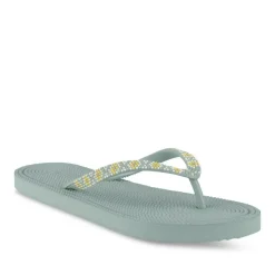Tongs Plage VERT Femme Motif Uni A Enfiler