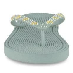 Tongs Plage VERT Femme Motif Uni A Enfiler