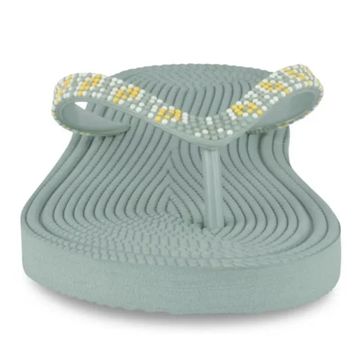 Tongs Plage VERT Femme Motif Uni A Enfiler