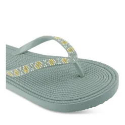 Tongs Plage VERT Femme Motif Uni A Enfiler