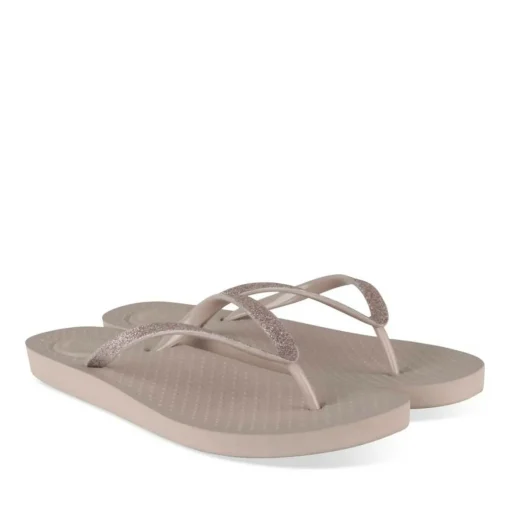 Tongs TAUPE Femme Motif Uni A Enfiler