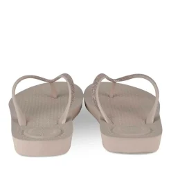 Tongs TAUPE Femme Motif Uni A Enfiler