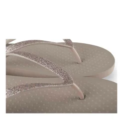 Tongs TAUPE Femme Motif Uni A Enfiler