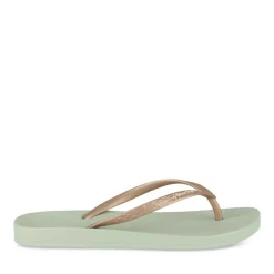 Tongs VERT Femme Motif Uni A Enfiler