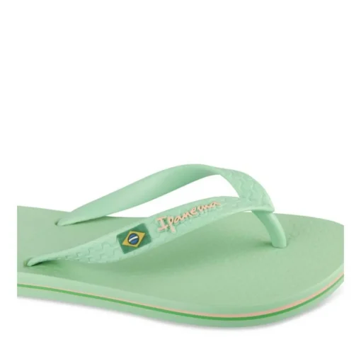 Tongs VERT Femme Motif Uni A Enfiler